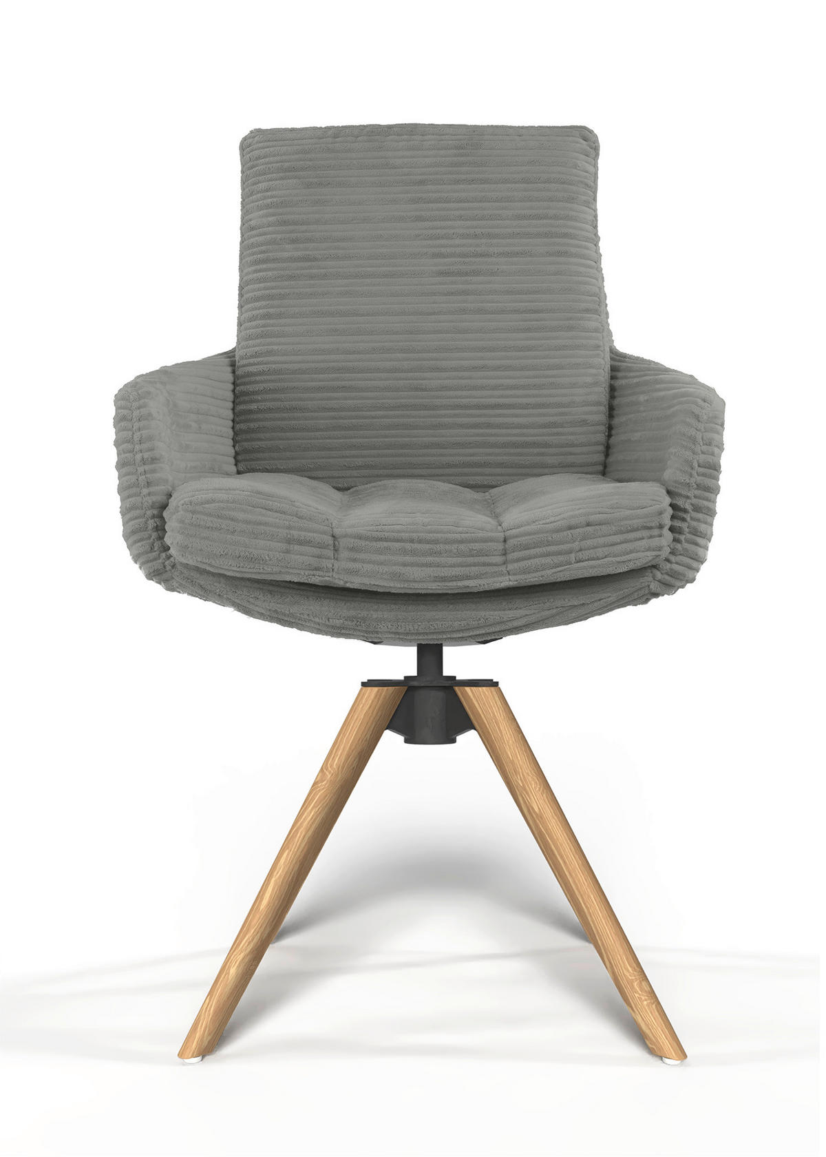 ARMLEHNSTUHL  Beinauswahl, Sitzfläche 360° drehbar, Stoff-/Lederauswahl gerippt  Grau  - Eichefarben/Grau, Design, Holz/Textil (60/91/62cm) - Valdera