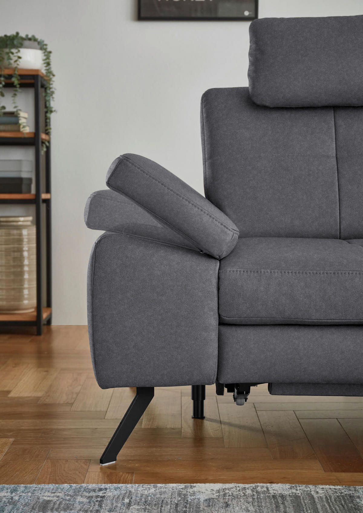 ECKSOFA in Lederlook, Mikrofaser Grau  - Schwarz/Grau, Design, Textil/Metall (261/220cm) - Beldomo System
