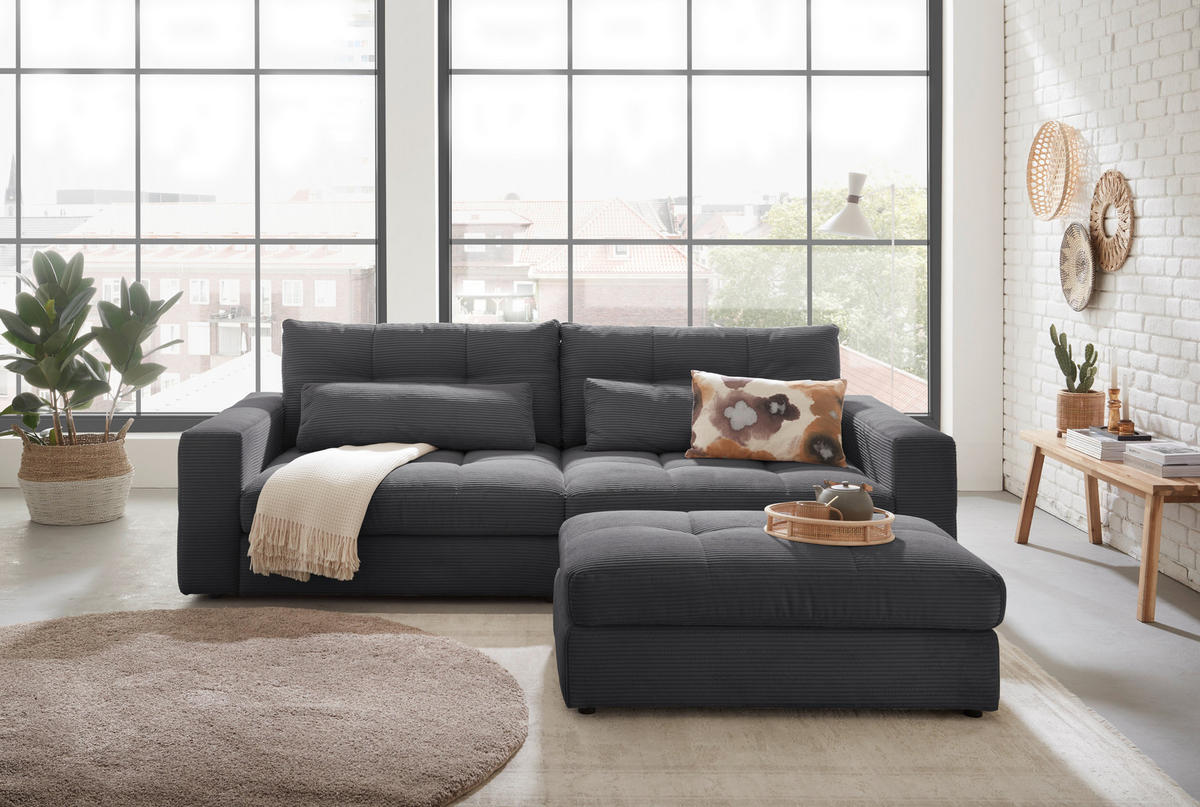 BIG SOFFA i manchester antracit  - svart/antracit, Basics, textil/plast (265/94/122cm) - Livetastic