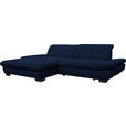 ECKSOFA in Mikrofaser Blau  198/290 cm  - Blau/Schwarz, Design, Textil/Metall (198/290cm) - Xora