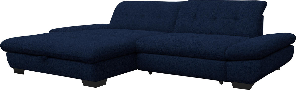 ECKSOFA in Mikrofaser Blau  198/290 cm  - Blau/Schwarz, Design, Textil/Metall (198/290cm) - Xora
