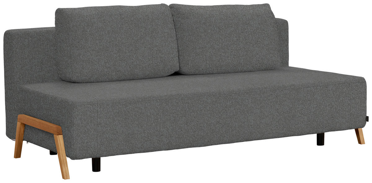 SCHLAFSOFA  mit Stoffauswahl, Liegefunktion, Schlafen auf Sitzhöhe Teddystoff Grau  - Naturfarben/Grau, Design, Holz/Textil (211/88/102cm) - Niels Andersson