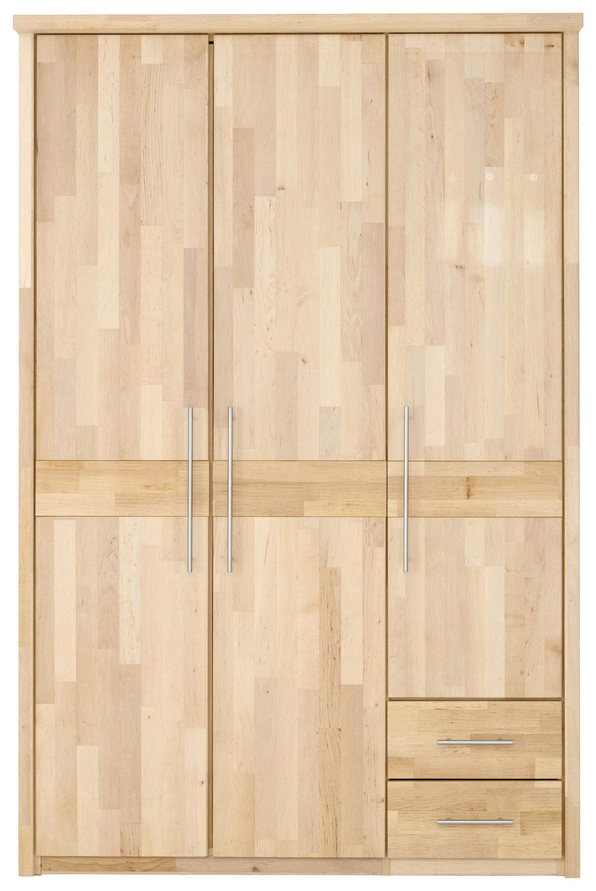 DREHTÜRENSCHRANK 141/215/65 cm 3-türig  - Chromfarben/Erlefarben, Natur, Holz/Metall (141/215/65cm) - Linea Natura