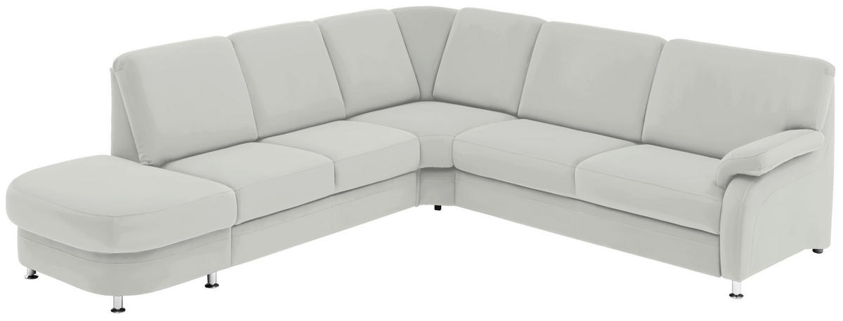 ECKSOFA in Flachgewebe Hellgrau  289/269 cm  - Hellgrau/Alufarben, KONVENTIONELL, Textil/Metall (289/269cm) - Beldomo System