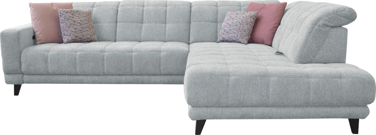 ECKSOFA  in Webstoff Hellgrau  302/216 cm  - Hellgrau/Schwarz, Design, Holz/Textil (302/216cm) - Xora
