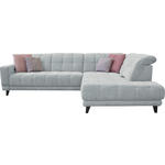 ECKSOFA in Webstoff Hellgrau  302/216 cm  - Hellgrau/Schwarz, Design, Holz/Textil (302/216cm) - Xora