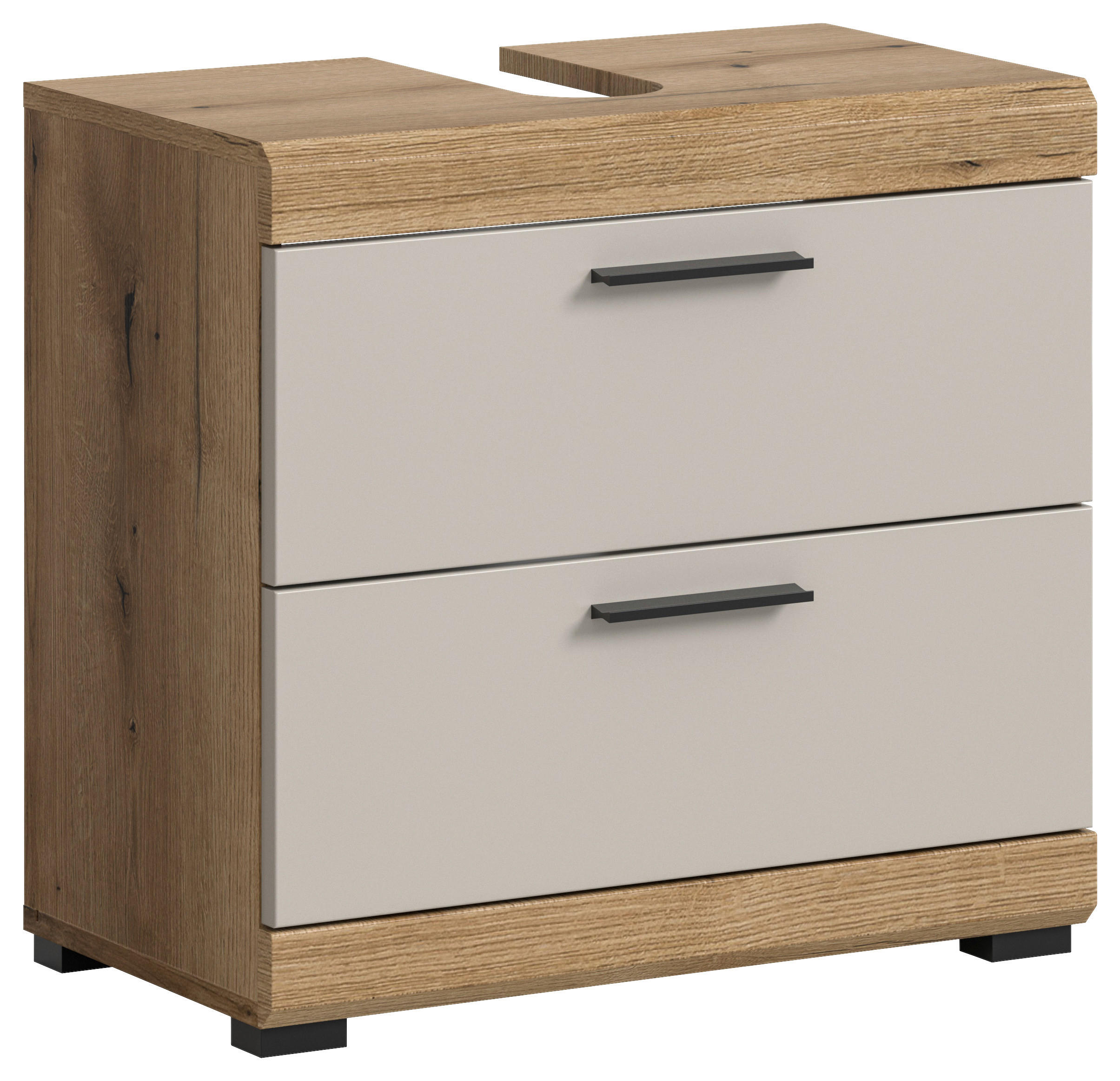 WASCHBECKENUNTERSCHRANK 60/56/34 cm  - Kaschmir/Schwarz, MODERN, Holzwerkstoff/Kunststoff (60/56/34cm) - MID.YOU
