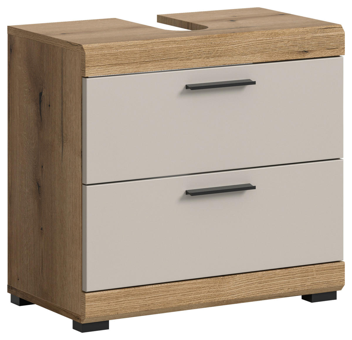WASCHBECKENUNTERSCHRANK 60/56/34 cm  - Kaschmir/Schwarz, MODERN, Holzwerkstoff/Kunststoff (60/56/34cm) - MID.YOU