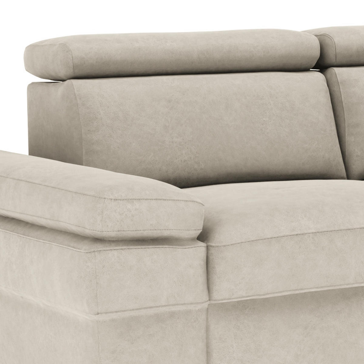 ECKSOFA in Mikrofaser Silberfarben  - Silberfarben, Konventionell, Textil/Metall (182/82/260cm) - Trendmanufaktur