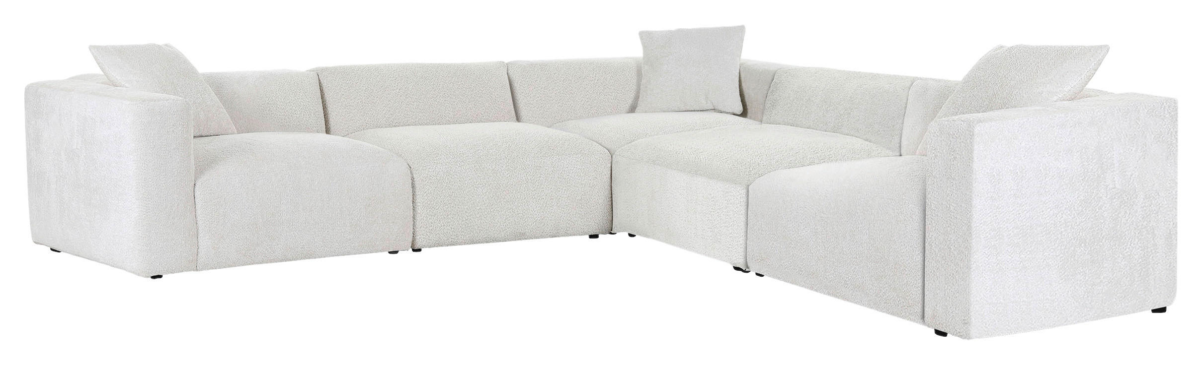 ECKSOFA Creme Chenille - Creme/Schwarz, MODERN, Kunststoff/Textil (317/317cm) - Carryhome