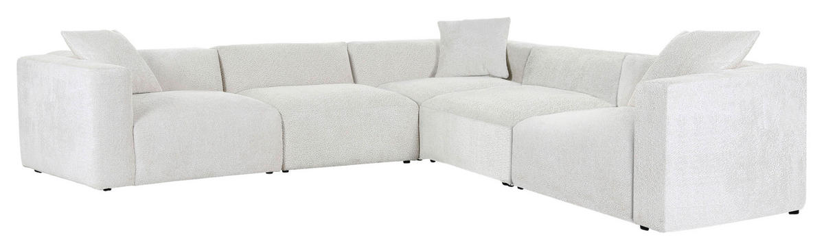 ECKSOFA in Chenille Creme  - Creme/Schwarz, Modern, Kunststoff/Textil (317/317cm) - Carryhome