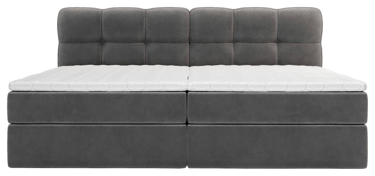 BOXBETT 240/200 cm,  in Anthrazit, Matratze, Bettkasten, Topper, H3 = fest  - Anthrazit/Schwarz, KONVENTIONELL, Kunststoff/Textil (240/200cm) - Chameo