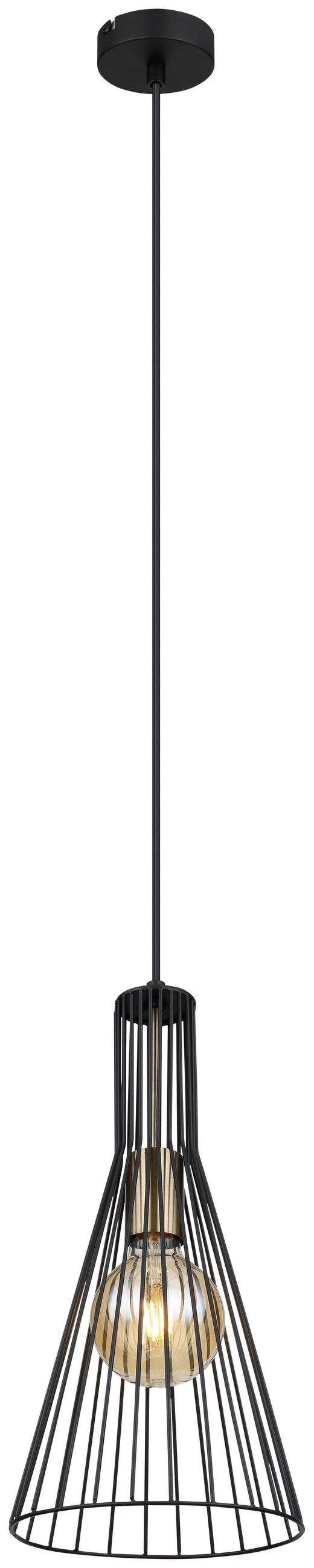 HÄNGELEUCHTE 20/120 cm    - Schwarz, Basics, Metall (20/120cm) - Globo