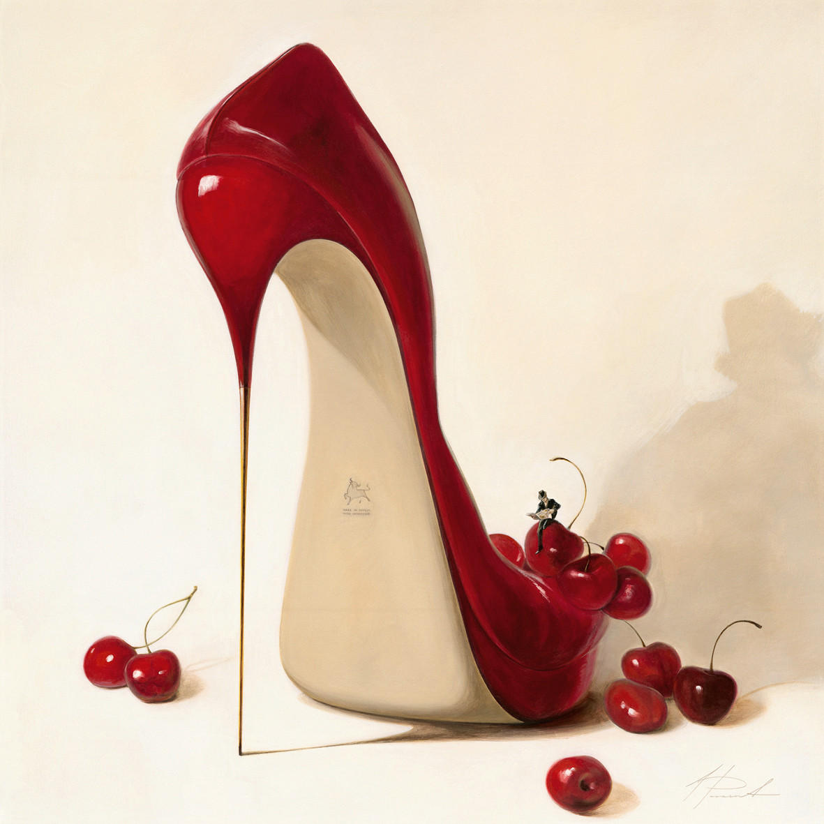 KUNSTDRUCK Inna Panasenko Frauen Cherry Love - Rot/Creme, Basics, Papier (30/30cm) - Monee