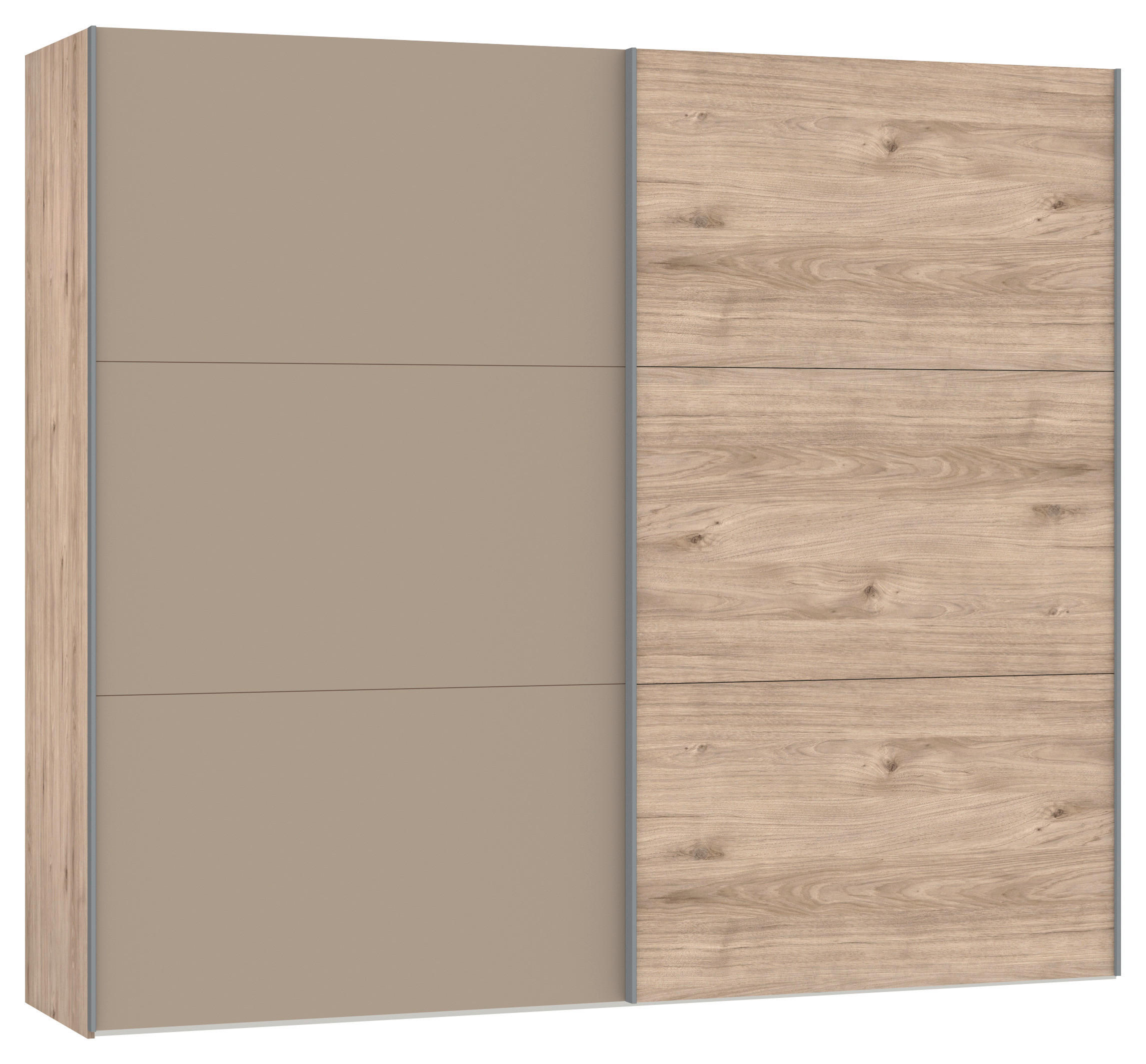 SCHWEBETÜRENSCHRANK  in Eichefarben, Hellbraun  - Hellbraun/Eichefarben, Design, Glas/Holzwerkstoff (253/220/65cm) - Jutzler