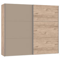 SCHWEBETÜRENSCHRANK  in Eichefarben, Hellbraun  - Hellbraun/Eichefarben, Design, Glas/Holzwerkstoff (253/220/65cm) - Jutzler