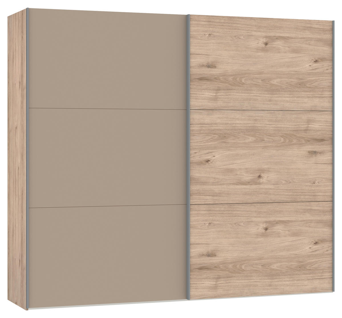 SCHWEBETÜRENSCHRANK  in Eichefarben, Hellbraun  - Hellbraun/Eichefarben, Design, Glas/Holzwerkstoff (253/220/65cm) - Jutzler