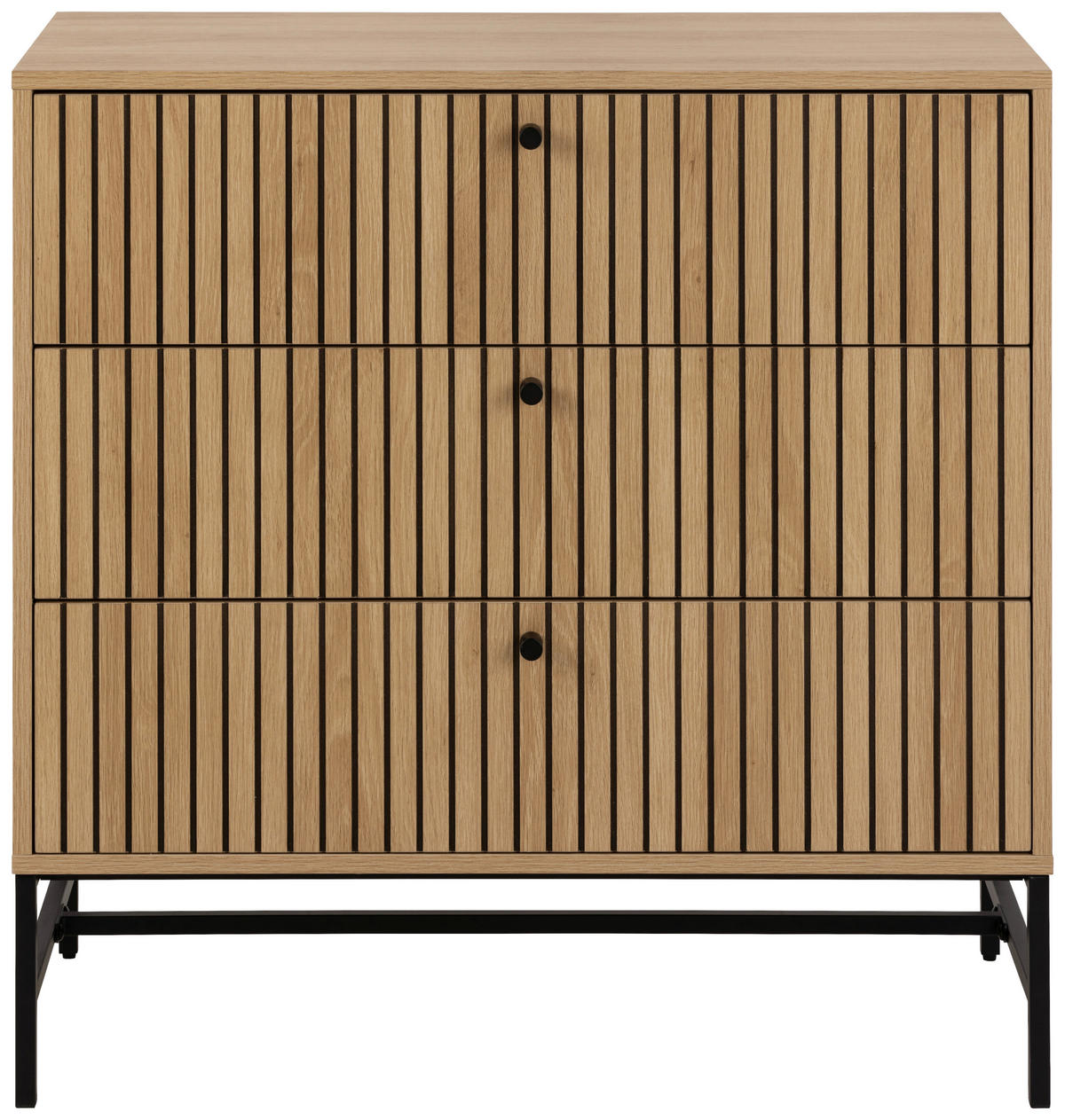 KOMODA, črna, barve hrasta  - črna/barve hrasta, Design, kovina/leseni material (80,6/80,4/40cm) - MID.YOU