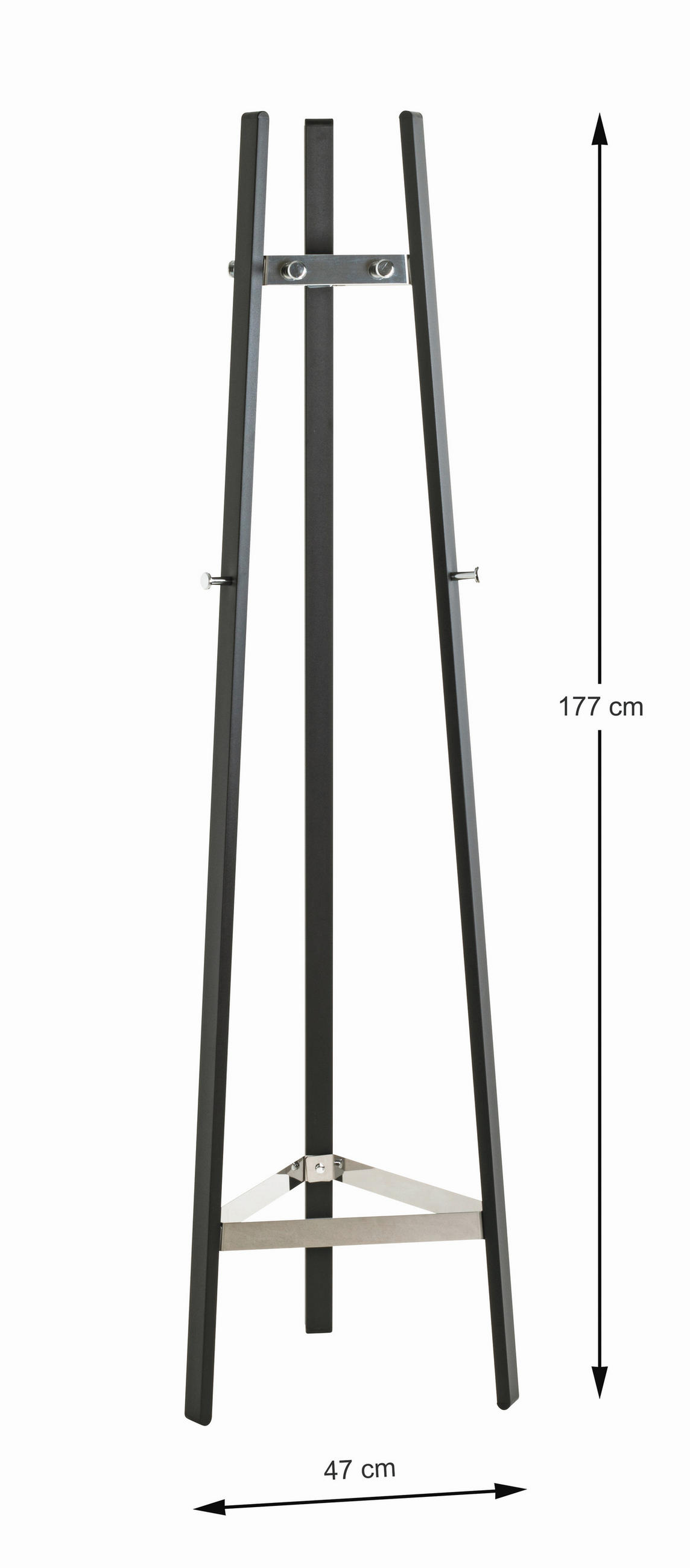 GARDEROBENSTÄNDER in Schwarz, Chromfarben 47/177/47 cm   - Chromfarben/Schwarz, Design, Metall (47/177/47cm)