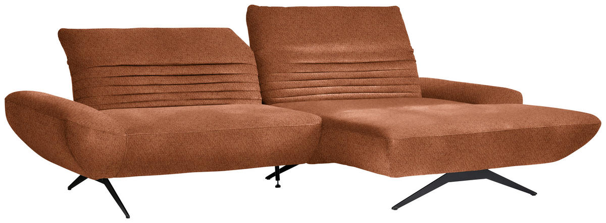 ECKSOFA in Chenille Rostfarben  280/170-195 cm  - Rostfarben/Schwarz, Design, Textil/Metall (280/170-195cm) - Dieter Knoll