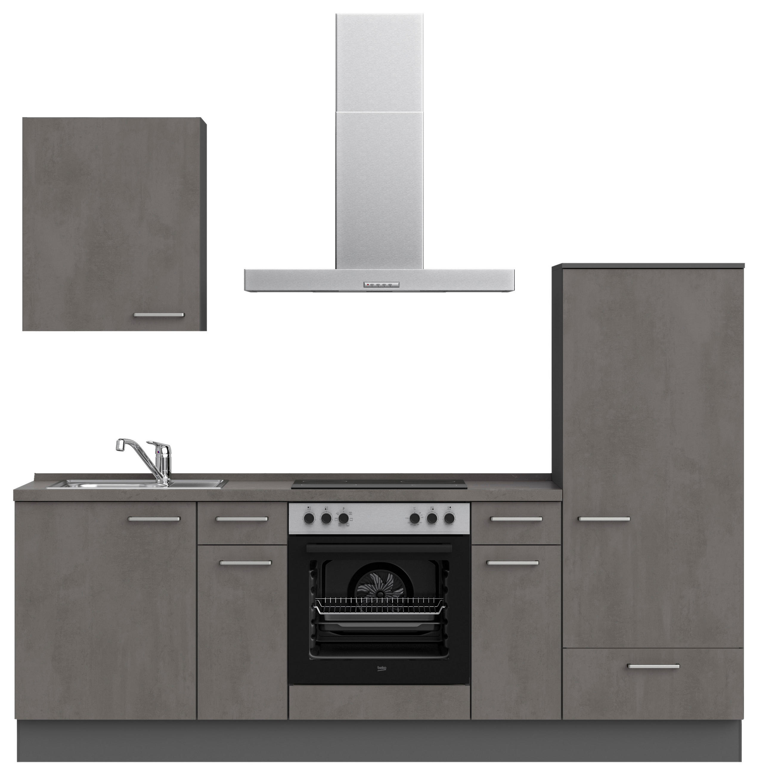 KÜCHENLEERBLOCK 240 cm   in Schieferfarben  - Schieferfarben/Edelstahlfarben, MODERN, Holzwerkstoff/Metall (240cm) - Nobilia