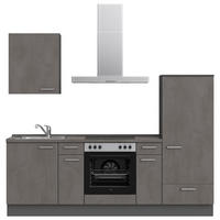 KÜCHENLEERBLOCK 240 cm   in Schieferfarben  - Schieferfarben/Edelstahlfarben, MODERN, Holzwerkstoff/Metall (240cm) - Nobilia