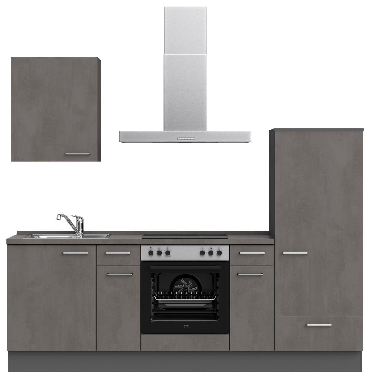 KÜCHENLEERBLOCK 240 cm   in Schieferfarben  - Schieferfarben/Edelstahlfarben, MODERN, Holzwerkstoff/Metall (240cm) - Nobilia