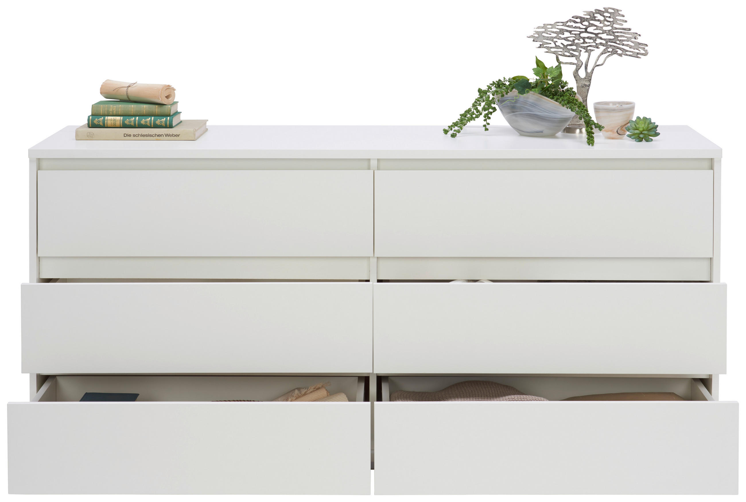 Thumbnail - Carryhome Sideboard, Weiß, Holzwerkstoff, 6 Schubladen, 160x79x48 cm, Beimöbel erhältlich, Wohnzimmer, Kommoden & Sidebo...