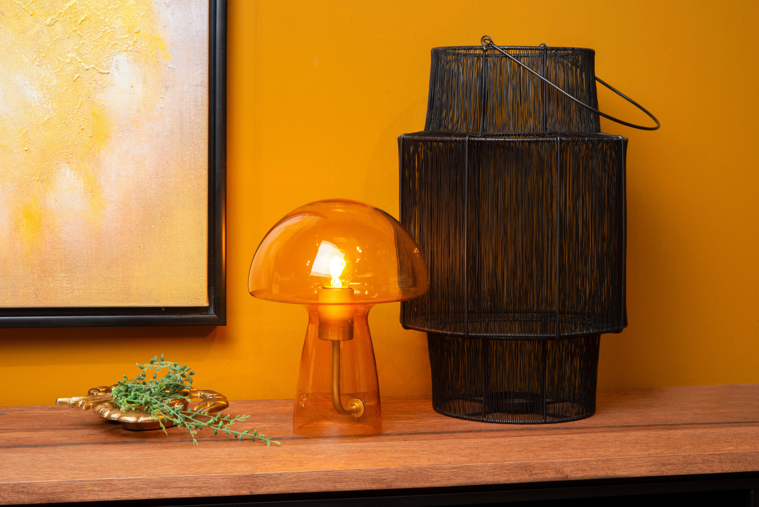 TISCHLEUCHTE Fungo 23/23/28 cm - Orange, Trend, Glas (23/23/28cm) - Lucide