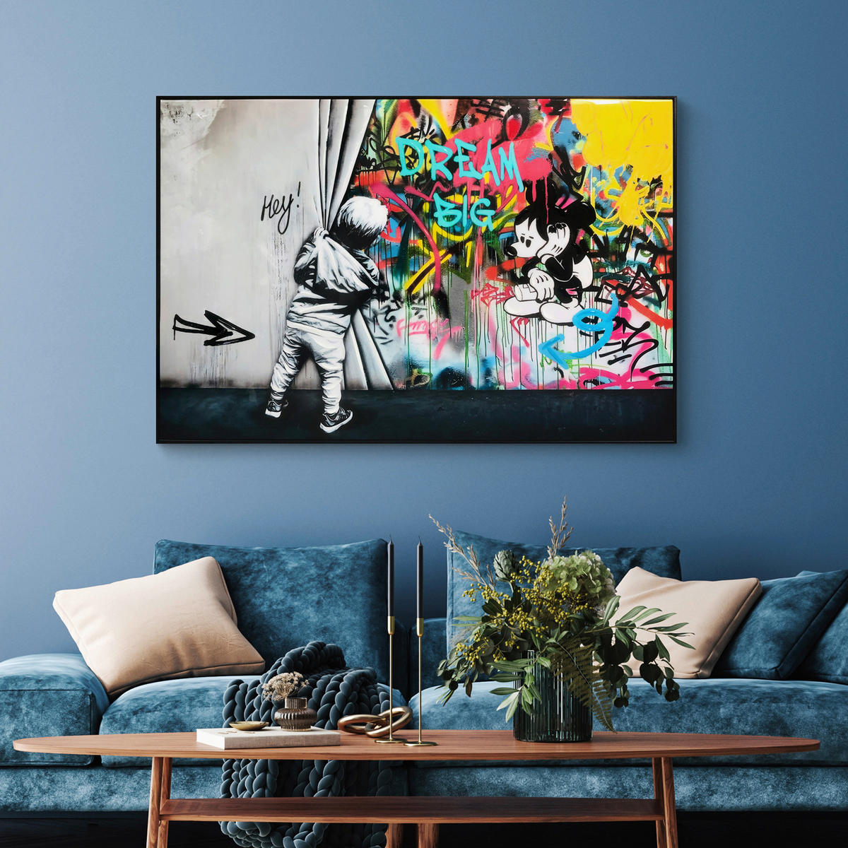 PICTURĂ ÎN ULEI 120/80 cm  - albastru/negru, Trend, plastic/lemn (120/80cm) - Monee