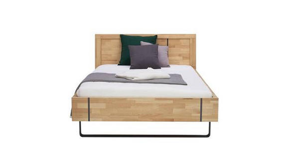 BETT 120/200 cm  in Anthrazit, Buchefarben  - Anthrazit/Buchefarben, Natur, Holz/Metall (120/200cm) - Linea Natura