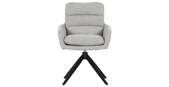 ARMLEHNSTUHL  Stoffauswahl, Sitzfläche 360° drehbar, automatische Rückholfunktion Flachgewebe  - Beige/Schwarz, Design, Textil/Metall (60/89/69cm) - Novel