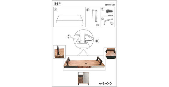 KOMMODE 100/122/40 cm  in Grau, Akaziefarben, Hellbraun  - Hellbraun/Schwarz, Design, Holz/Stein (100/122/40cm) - Carryhome