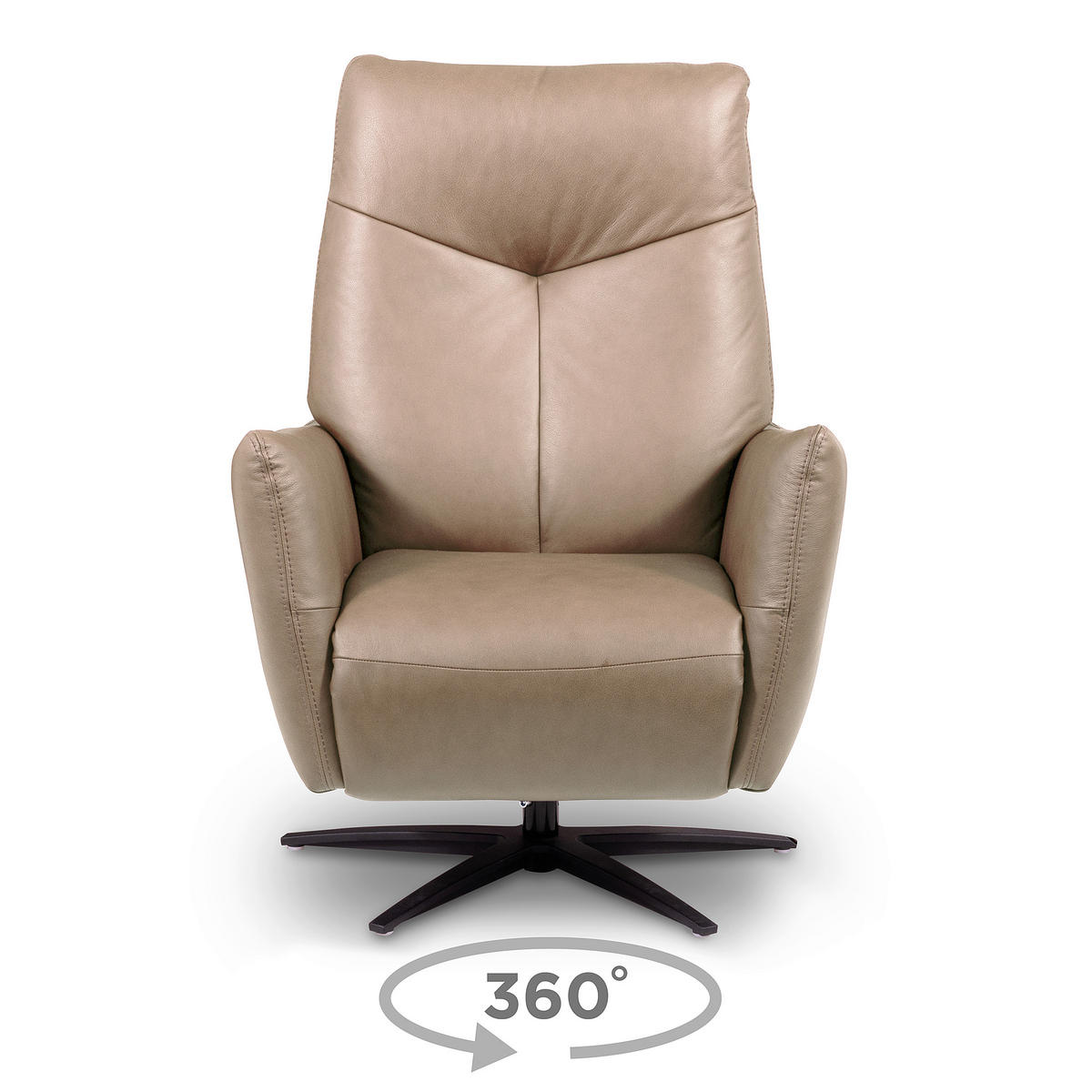 RELAXSESSEL Leder Hellgrau  - Hellgrau/Schwarz, Design, Leder/Metall (76/107/88cm) - Livetastic