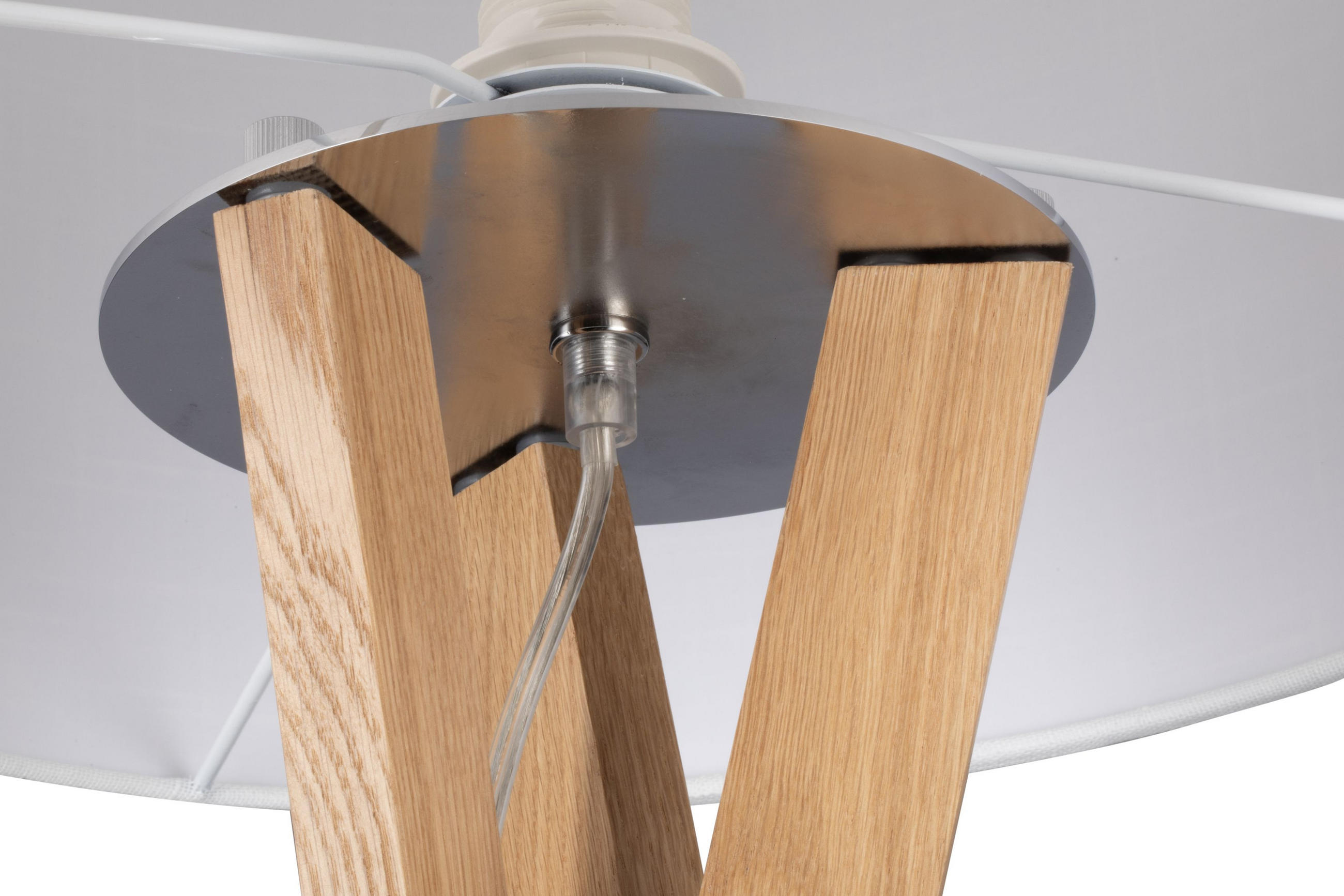 STOJACÍ LAMPA, 45/160 cm - bílá/barvy dubu, Natur, kov/dřevo (45/160cm) - Novel