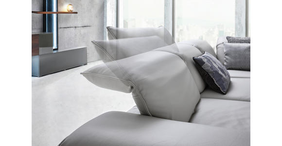 WOHNLANDSCHAFT Silberfarben Echtleder - Dunkelgrau/Anthrazit, Design, Leder/Metall (291/229cm) - Ambiente