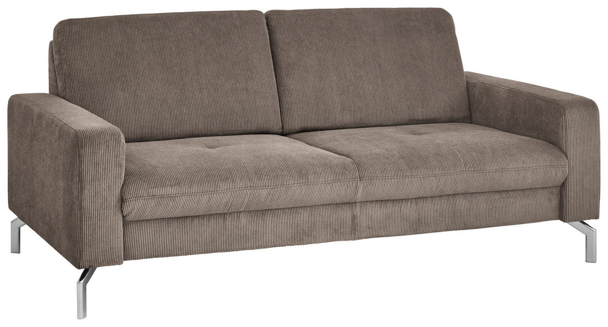 3-SITZER-SOFA Feincord Taupe  - Taupe/Chromfarben, Design, Textil/Metall (194/87/105cm) - Beldomo Style