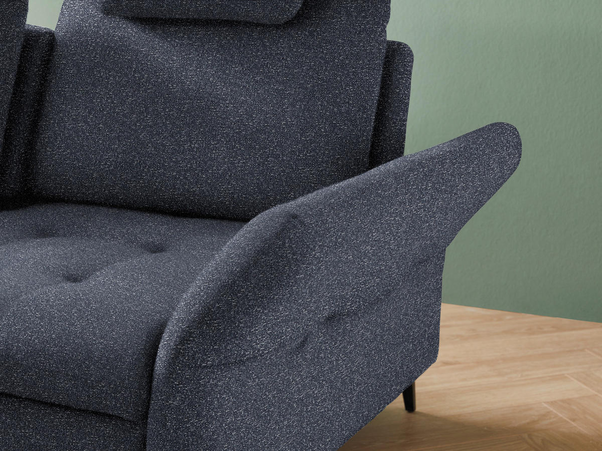 ECKSOFA in Bouclé Dunkelblau  - Schwarz/Dunkelblau, Natur, Textil/Metall (233/288cm) - Valnatura