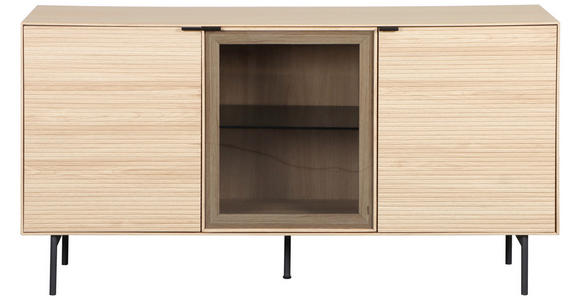 SIDEBOARD  150/80/40 cm  - Eichefarben/Schwarz, KONVENTIONELL, Glas/Holzwerkstoff (150/80/40cm) - Xora