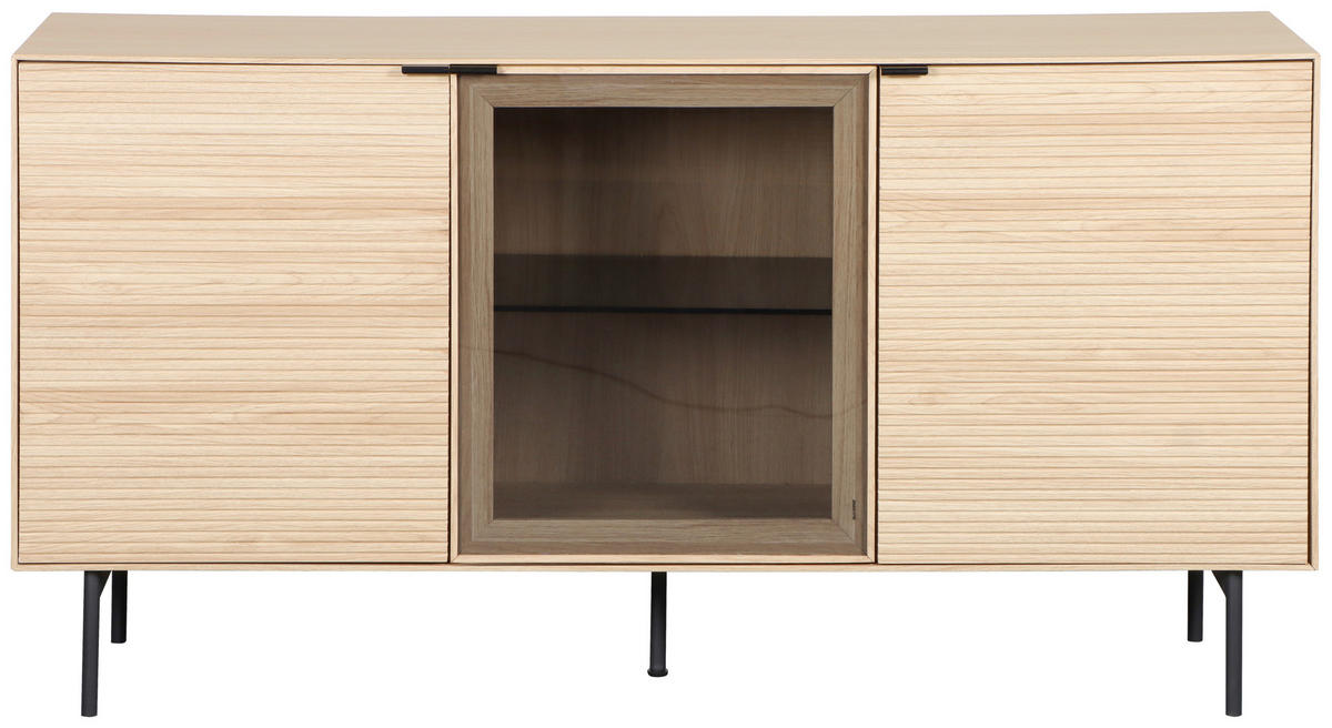 SIDEBOARD  150/80/40 cm  - Eichefarben/Schwarz, KONVENTIONELL, Glas/Holzwerkstoff (150/80/40cm) - Xora