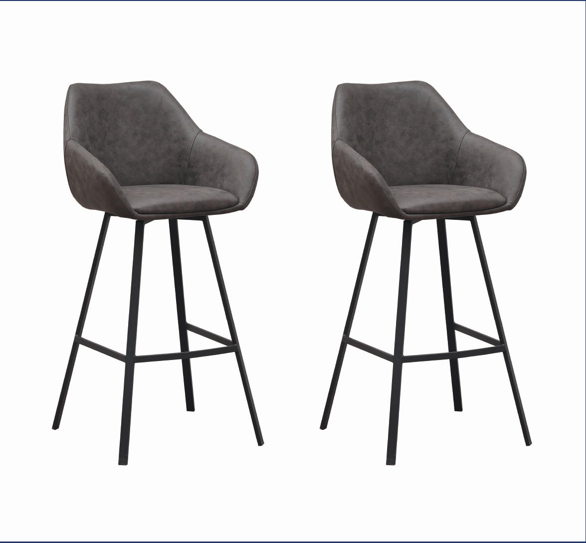 BARHOCKER-SET in Anthrazit  - Anthrazit/Schwarz, MODERN, Textil/Metall (50/112/60cm) - MID.YOU