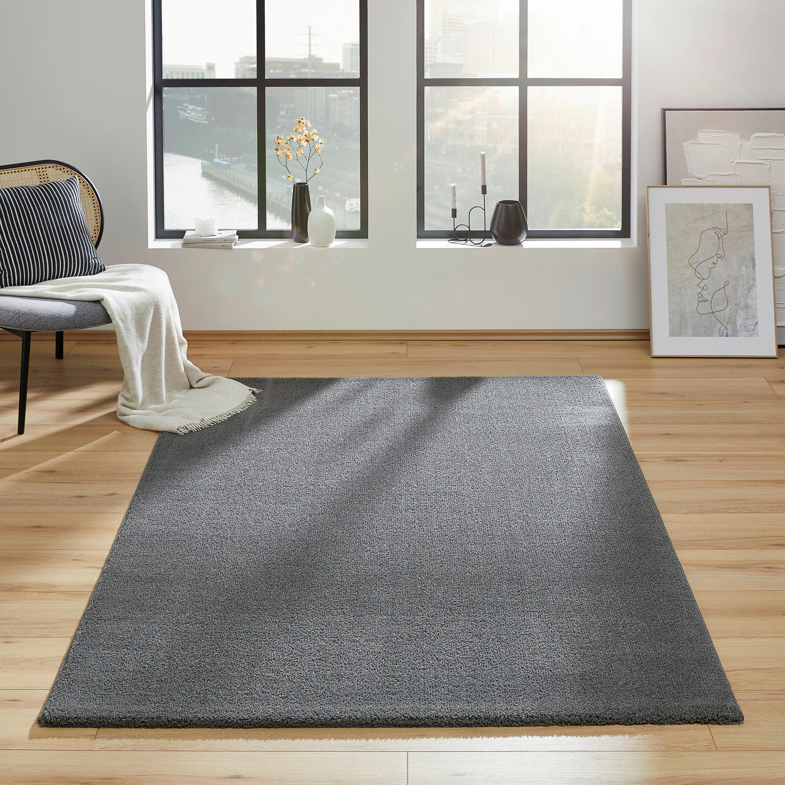 WEBTEPPICH 120/170 cm Dunkelgrau  - Dunkelgrau, Basics, Kunststoff/Textil (120/170cm) - Novel