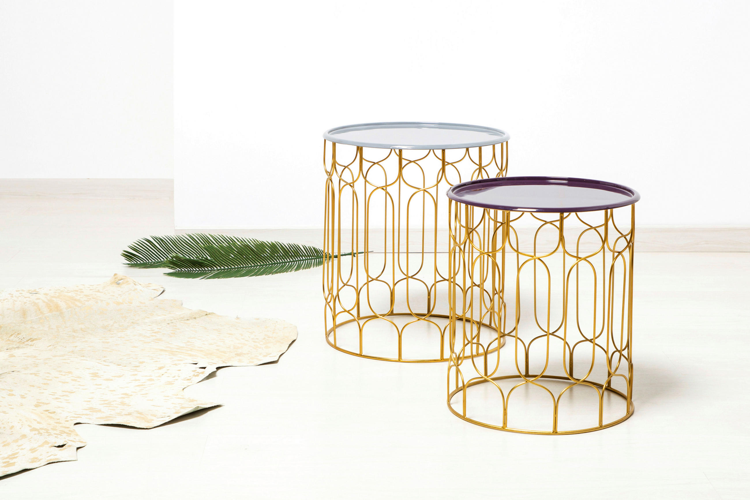 BEISTELLTISCHSET in Metall  - Goldfarben, Design, Metall - Kayoom