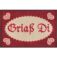 FUßMATTE  50/75 cm  Rot, Beige  - Beige/Rot, KONVENTIONELL, Kunststoff/Textil (50/75cm) - wash+dry