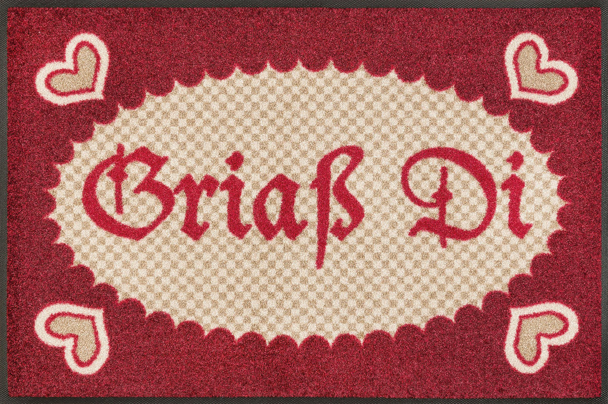 FUßMATTE  50/75 cm  Rot, Beige  - Beige/Rot, KONVENTIONELL, Kunststoff/Textil (50/75cm) - wash+dry