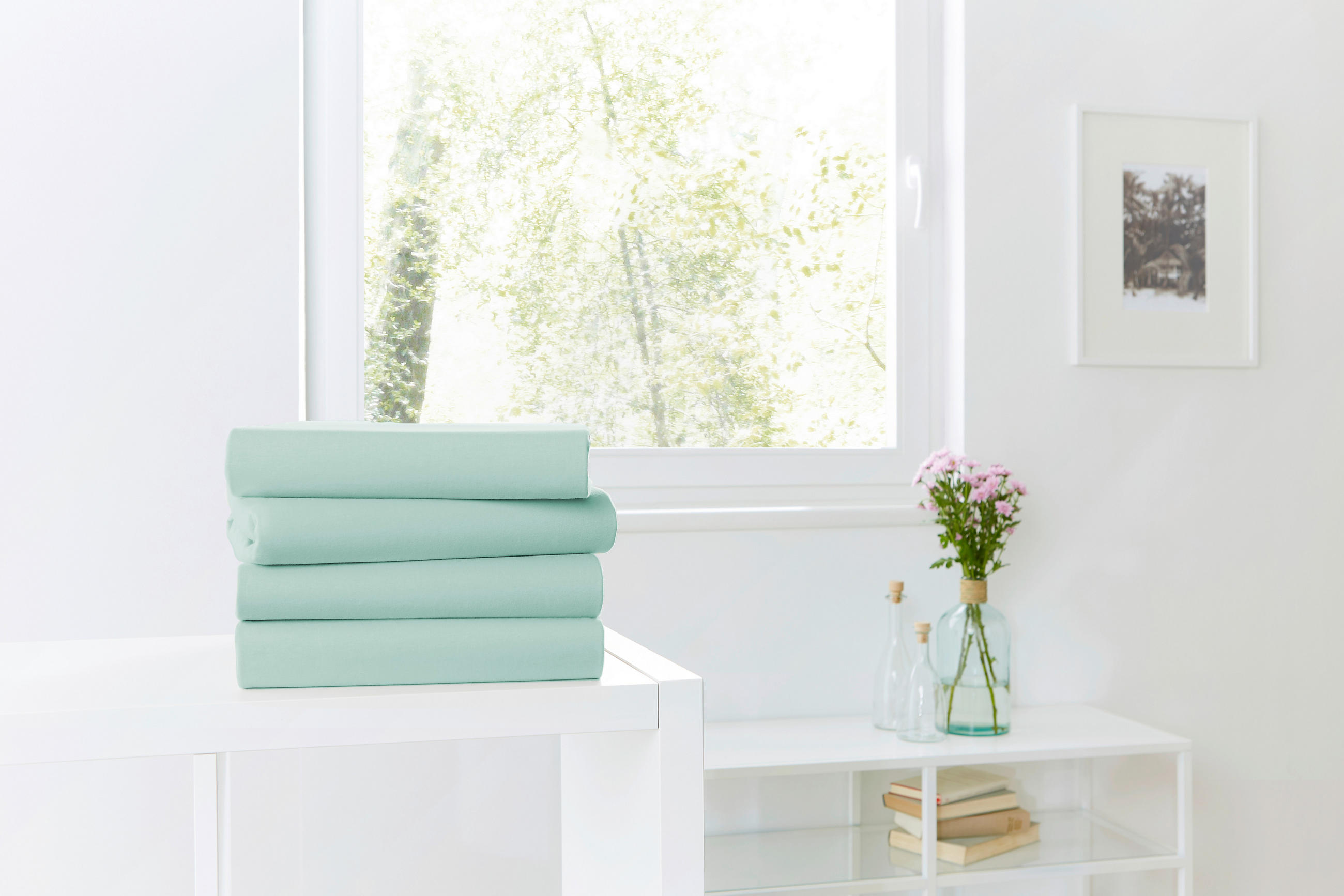 SPANNLEINTUCH 150/200 cm Jersey  - Grün, Basics, Textil (150/200cm)