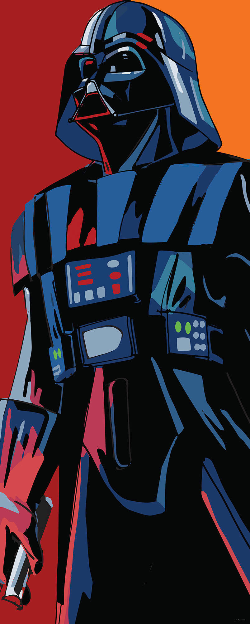 Star Wars Fototapete Cybert BY Vader Blau, Orange, Rot, Schwarz 100x250 cm