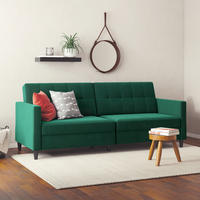 SCHLAFSOFA HANNOVER in Samt Dunkelgrün Vintage, Skandinavisch, Modern  - Dunkelgrün/Schwarz, Basics, Kunststoff/Textil (203/82/83cm) - Livetastic