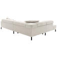 ECKSOFA Weiß Feincord Rücken echt, Kopfteilverstellung, Sitzvorzug  - Schwarz/Weiß, KONVENTIONELL, Textil/Metall (219/311cm) - Hom`in