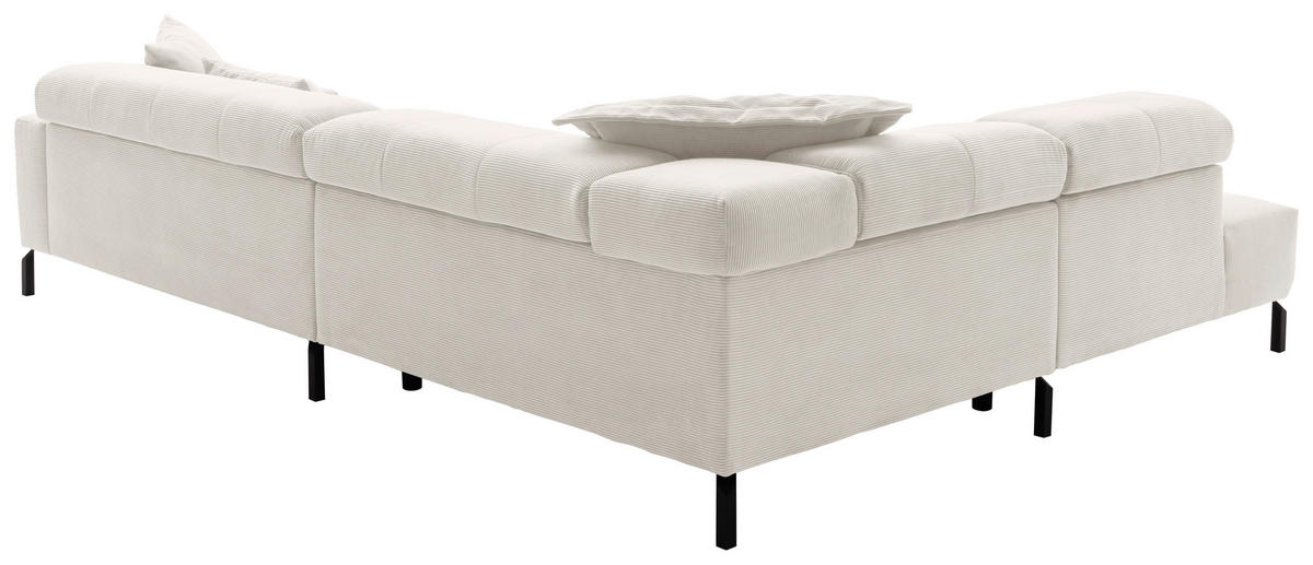 ECKSOFA in Feincord Weiss  - Weiss/Schwarz, Konventionell, Textil/Metall (219/311cm) - Hom`in